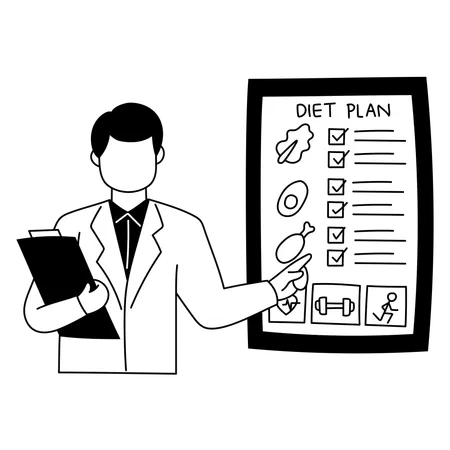 Le nutritionniste discute du plan de régime  Illustration