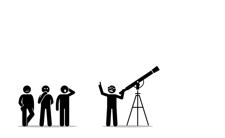 Un physicien avec un télescope  Illustration