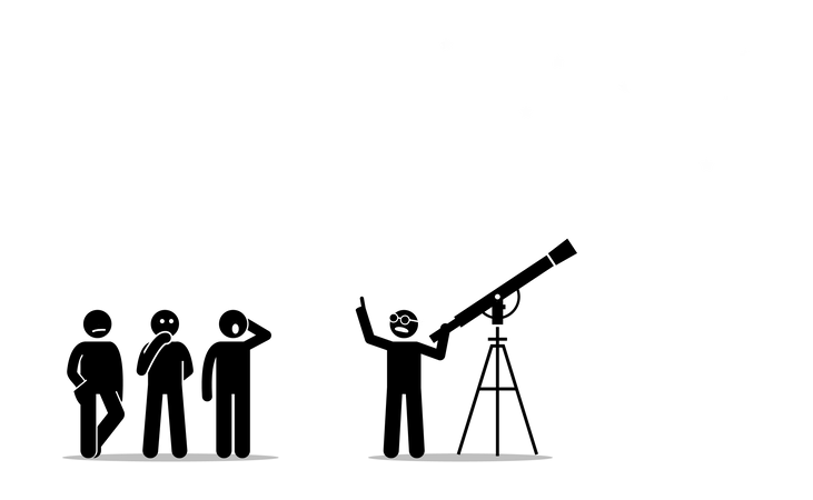 Un physicien avec un télescope  Illustration