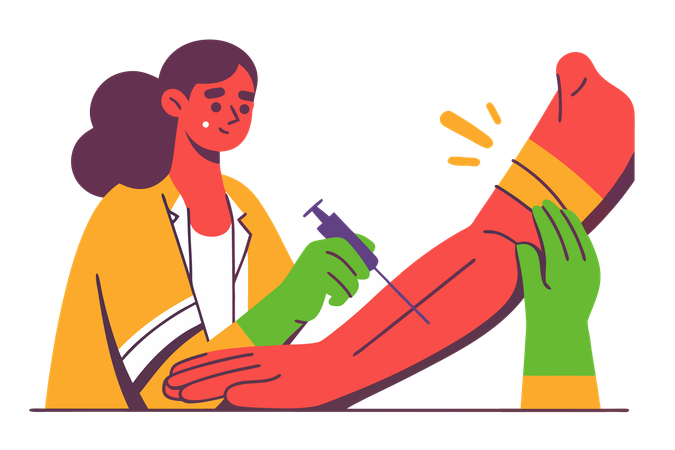 Un professionnel de la santé administre un vaccin  Illustration