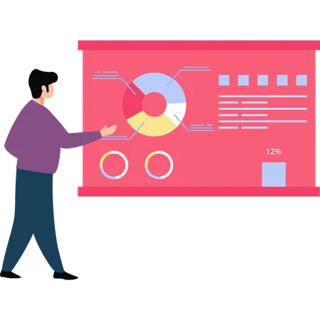 Business Professional travaille sur un diagramme d'affaires  Illustration