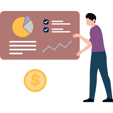 Le professionnel travaille sur l'analyse du dollar  Illustration