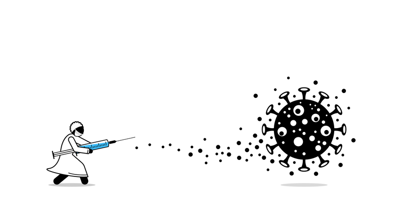 Un scientifique crée un vaccin contre le coronavirus Covid-19  Illustration