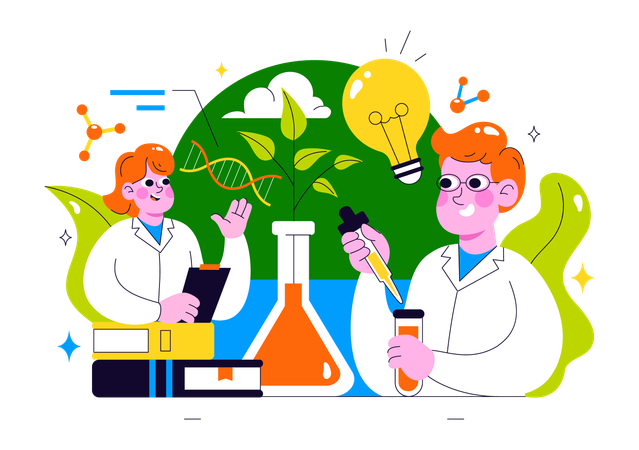 Un scientifique de laboratoire travaille sur l'innovation en biotechnologie  Illustration