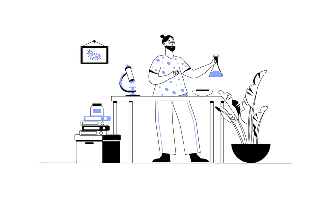 Un scientifique effectue des recherches en laboratoire  Illustration