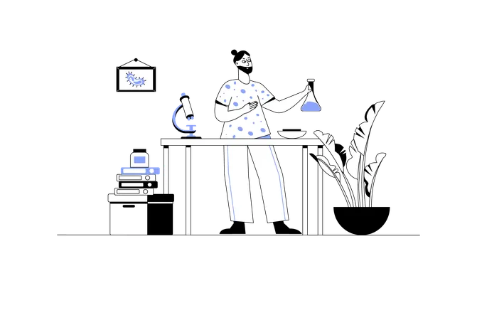 Un scientifique effectue des recherches en laboratoire  Illustration