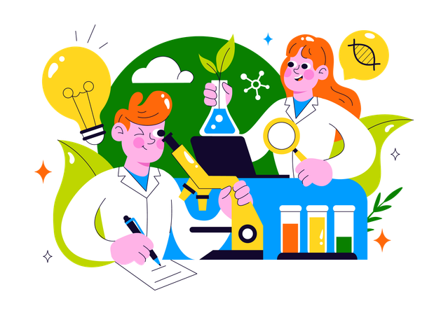 Un scientifique réalise une expérience sur l'innovation biotechnologique  Illustration