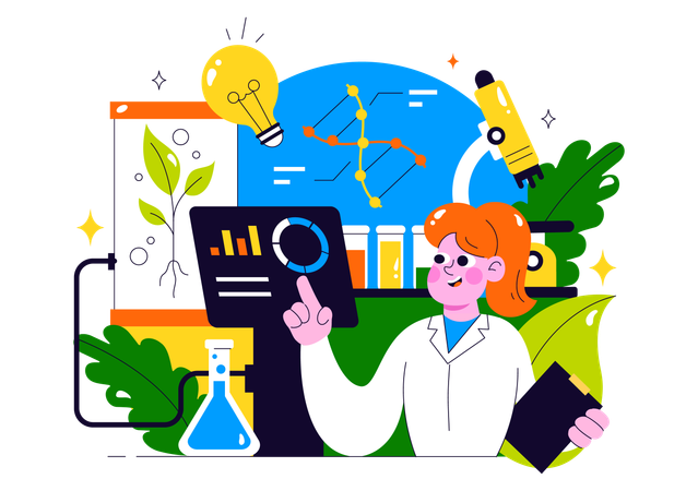Un scientifique travaille sur l'innovation en biotechnologie  Illustration