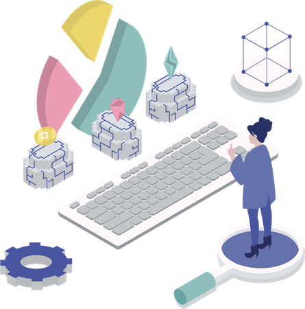 Una empresaria opera en el mercado de criptomonedas  Ilustración
