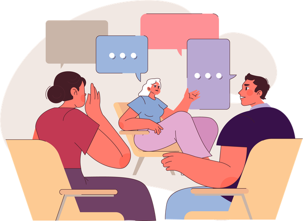 Una pareja sigue el consejo de un consultor  Ilustración
