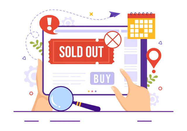 Sold Out Vector Illustration With Shopping Message Or Special Offer That Indicates The Product Is Sold In Cartoon Hand Drawn Background Templates Illustration