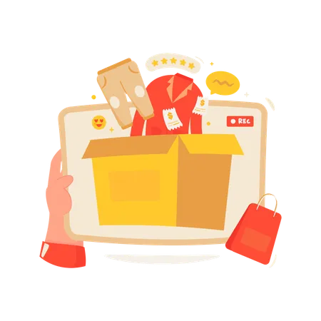 Unboxing package of shopping  Illustration