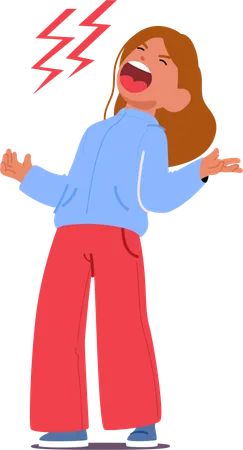 Uncontrollable Wails Pierce The Air As A Hysterical Child Girl Character Succumbs To A Tantrum Emotions Unchecked Echoing Distress In Frenzied Screams Cartoon People Vector Illustration Illustration