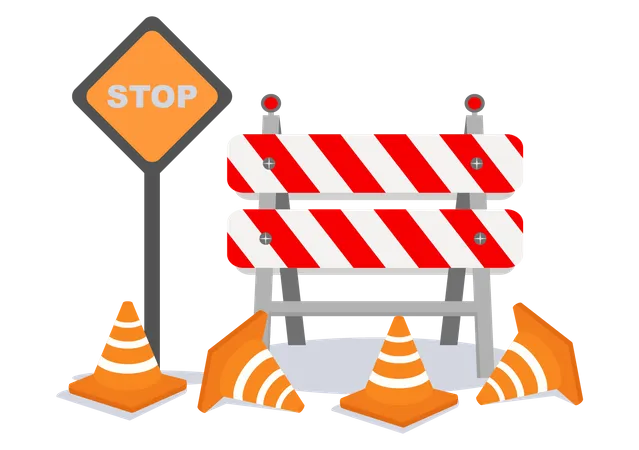 Under Construction Barrier  Illustration