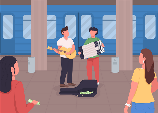 Underground music playing  Illustration