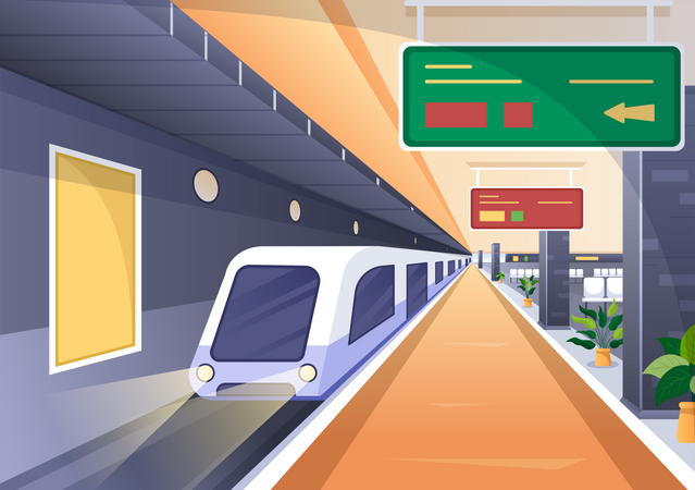 Underground Train Station  Illustration