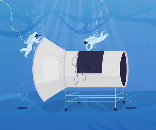 Underwater astronaut training Illustration