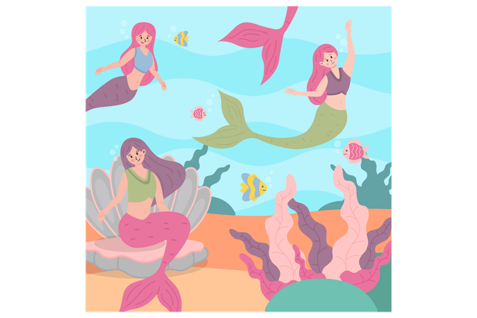 Underwater Friends Gathering  Illustration