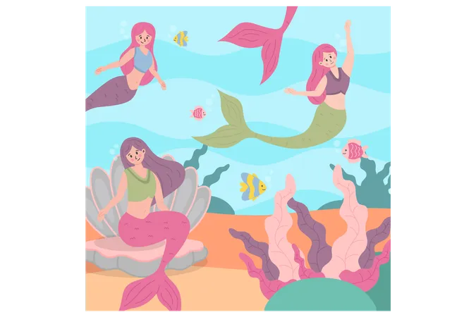 Underwater Friends Gathering  Illustration