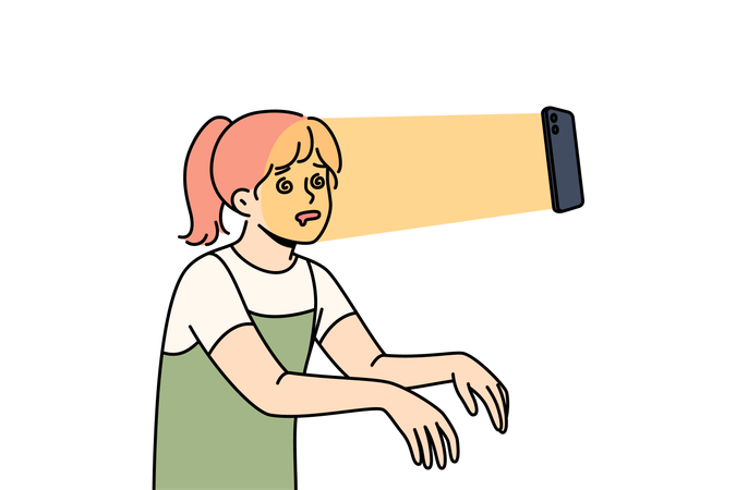 Une adolescente devient accro aux réseaux sociaux après avoir vu son téléphone portable en position de zombie  Illustration