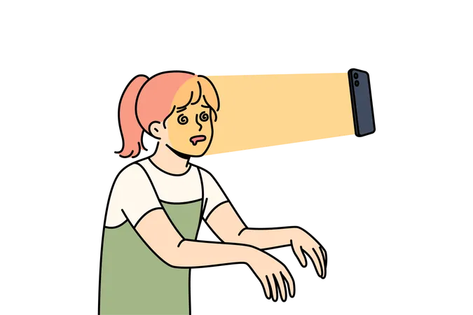 Une adolescente devient accro aux réseaux sociaux après avoir vu son téléphone portable en position de zombie  Illustration