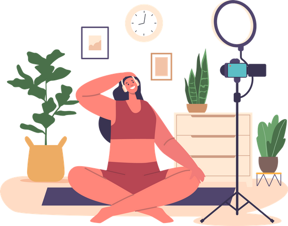 Une blogueuse Pilates partage des conseils de remise en forme  Illustration