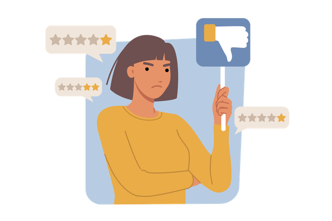 Une cliente insatisfaite donne de mauvaises notes  Illustration
