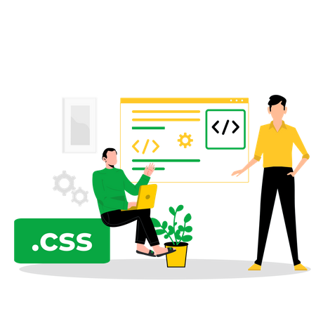 L'équipe de développeurs Web travaille ensemble sur le langage CSS  Illustration