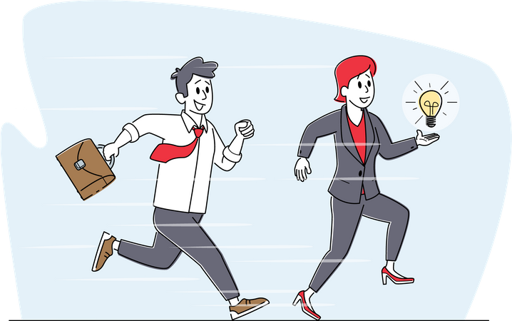 Une équipe de startup trouve une idée innovante  Illustration