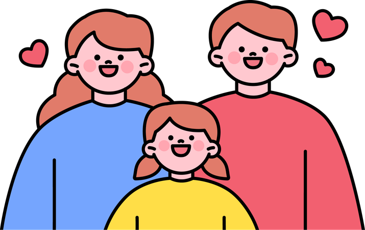 Une famille complète vit ensemble  Illustration