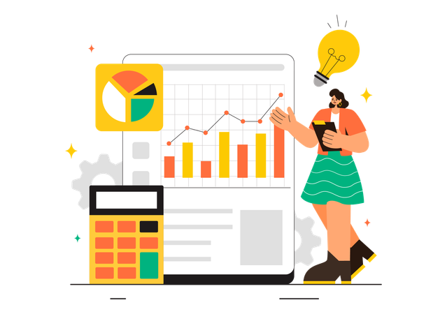 Une femme a une idée de croissance  Illustration