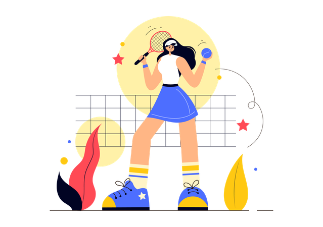 Une femme aime jouer au tennis de table en compétition  Illustration