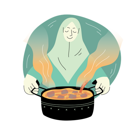 Une femme qui cuisine  Illustration