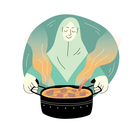 Une femme qui cuisine  Illustration