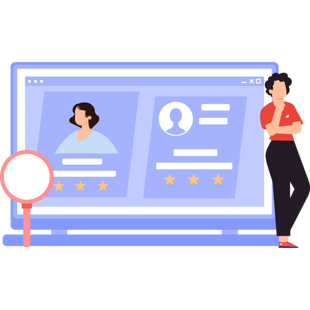 Une femme d'affaires recherche un employé  Illustration