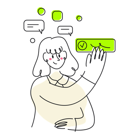 Une femme d'affaires répond aux messages des clients  Illustration