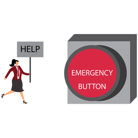 Une femme d'affaires utilise l'aide d'urgence  Illustration