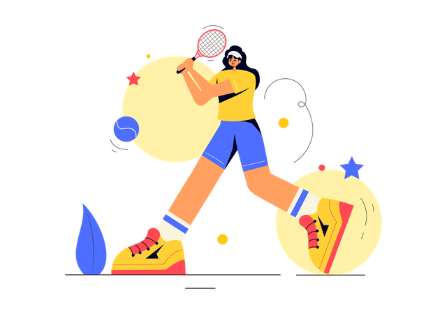 Une femme devient joueuse de tennis de table  Illustration