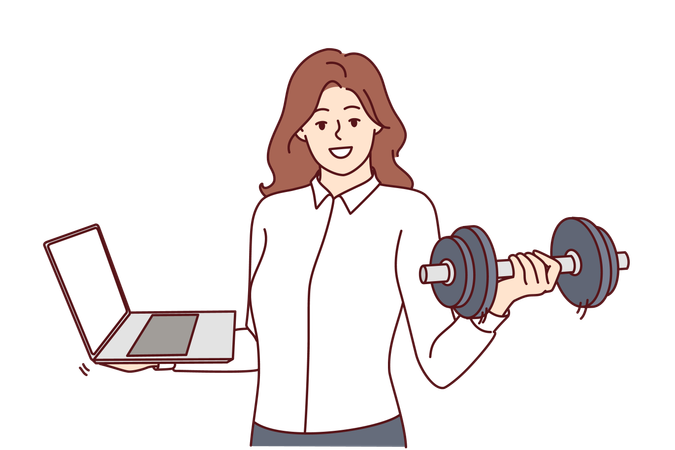 Une femme équilibre sa vie professionnelle et sa vie saine  Illustration