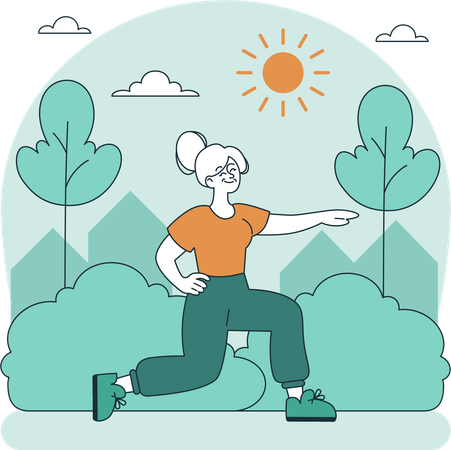 Une femme fait de l'exercice le matin pour une bonne santé  Illustration