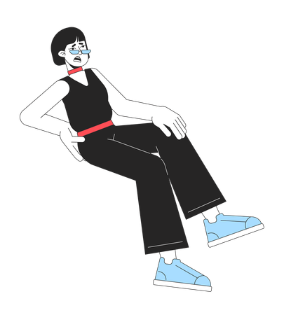 Une femme malheureuse a mal au dos  Illustration