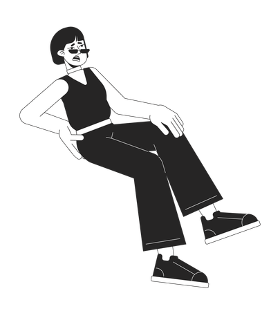 Une femme malheureuse a mal au dos  Illustration