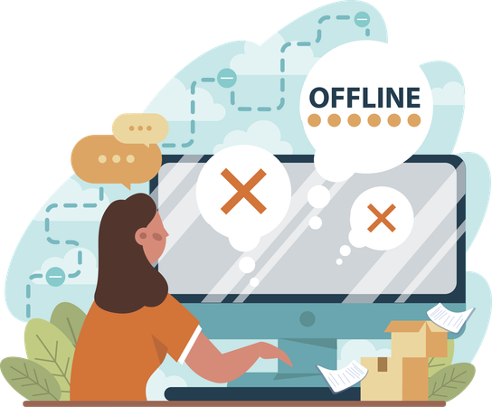 Une femme n’a pas de connexion Internet  Illustration