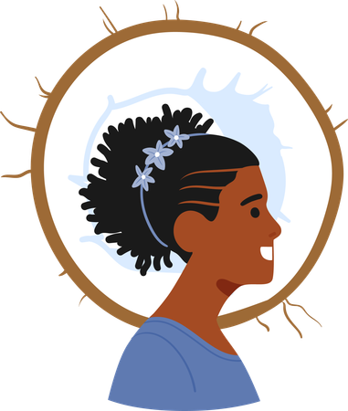 Une femme noire autonome met en valeur sa force et sa beauté avec des yeux captivants  Illustration