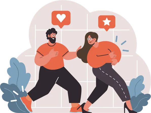 Une femme obtient ses likes préférés sur les réseaux sociaux  Illustration