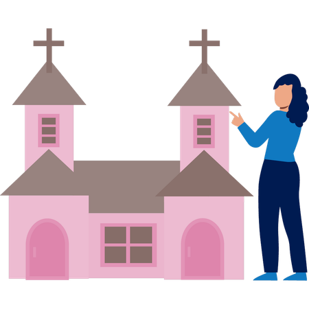 Une femme parle de l'église chrétienne  Illustration