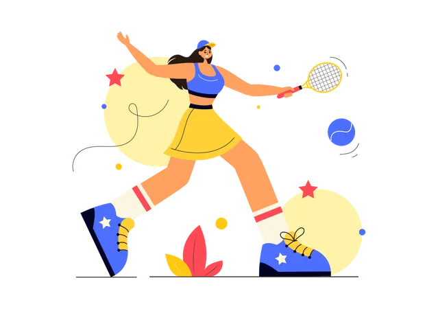 Une femme participe à une compétition de tennis de table  Illustration