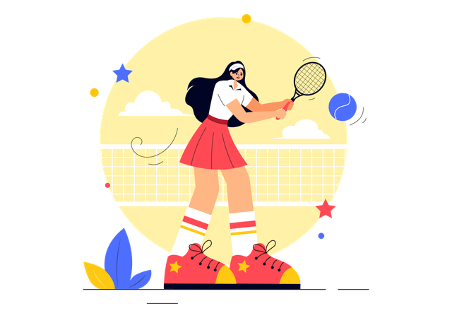 Une femme participe à une compétition de tennis de table  Illustration