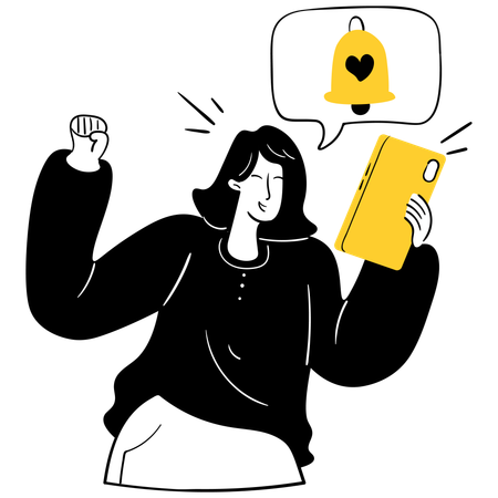 Une femme reçoit une notification de rendez-vous  Illustration