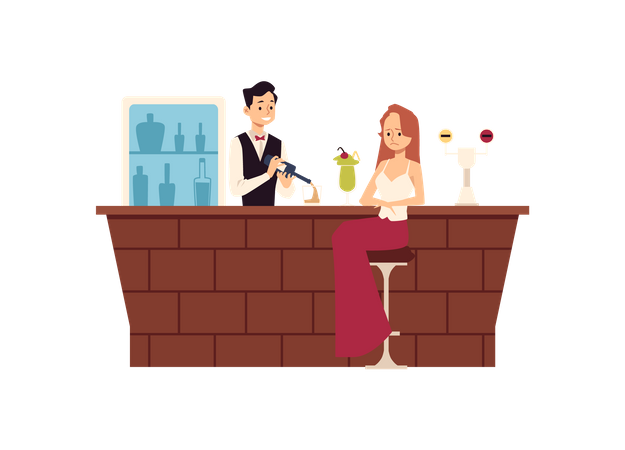 Une femme solitaire et bouleversée est devenue accro à l'alcool  Illustration